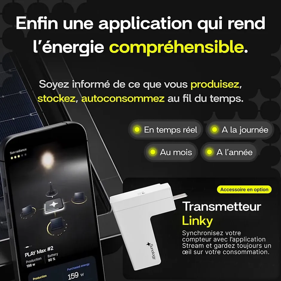 PLAY Max, Panneau solaire 450W bifacial avec batterie hybride & modulaire 700Wh, Station solaire livrée assemblée-Sunology
