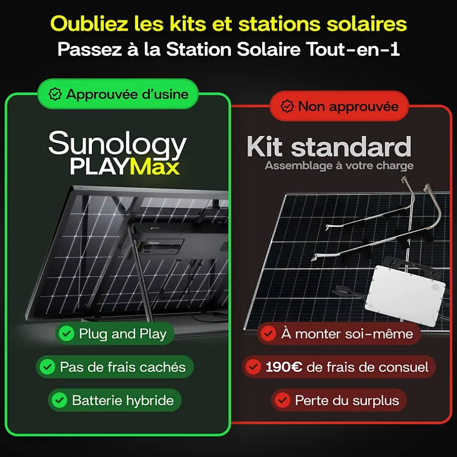 PLAY Max, Panneau solaire 450W bifacial avec batterie hybride & modulaire 700Wh, Station solaire livrée assemblée-Sunology
