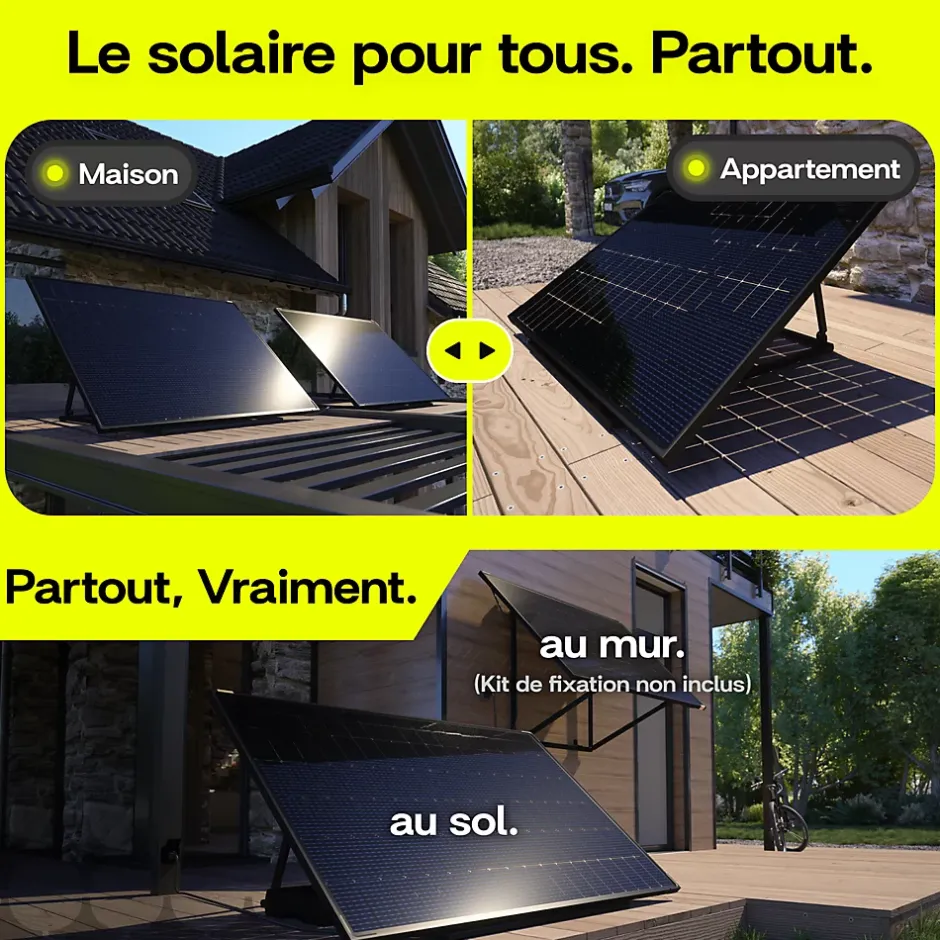 PLAY2, Panneau solaire complet 460W bifacial, Station solaire livrée assemblée, Installation sol ou mur-Sunology