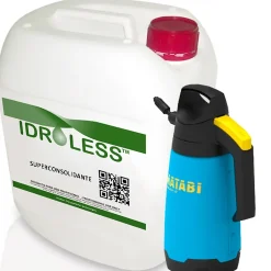 Superconsolidant pour murs humides (5 L + pulvérisateur 2 L) - Restaure la dureté des surfaces et prévient la désagrégation-Idroless Hot