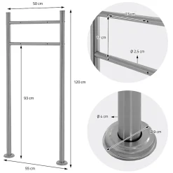 Support de boîte aux lettres acier inoxydable argent support modern 55x120x9 cm-Ml-Design Best