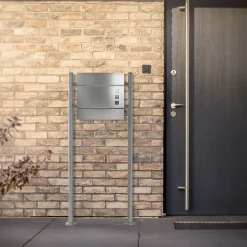 Support de boîte aux lettres acier inoxydable argent support modern 55x120x9 cm-Ml-Design Best