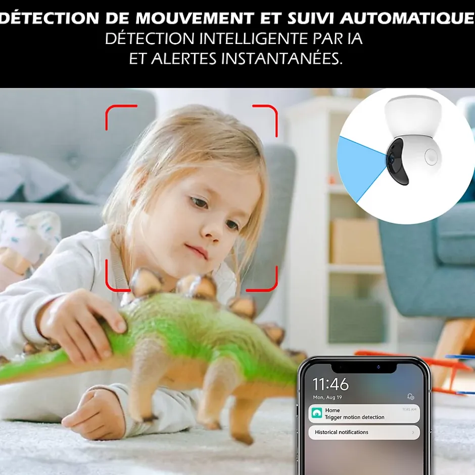 Système d'alarme connecté Caméra rotative 4MP avec Sirène intégrée-Kyf Outlet