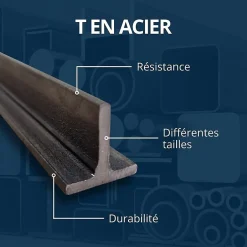 Té acier 40x40 ep 5 mm, Longueur : 1 metre --Comment Fer Sale