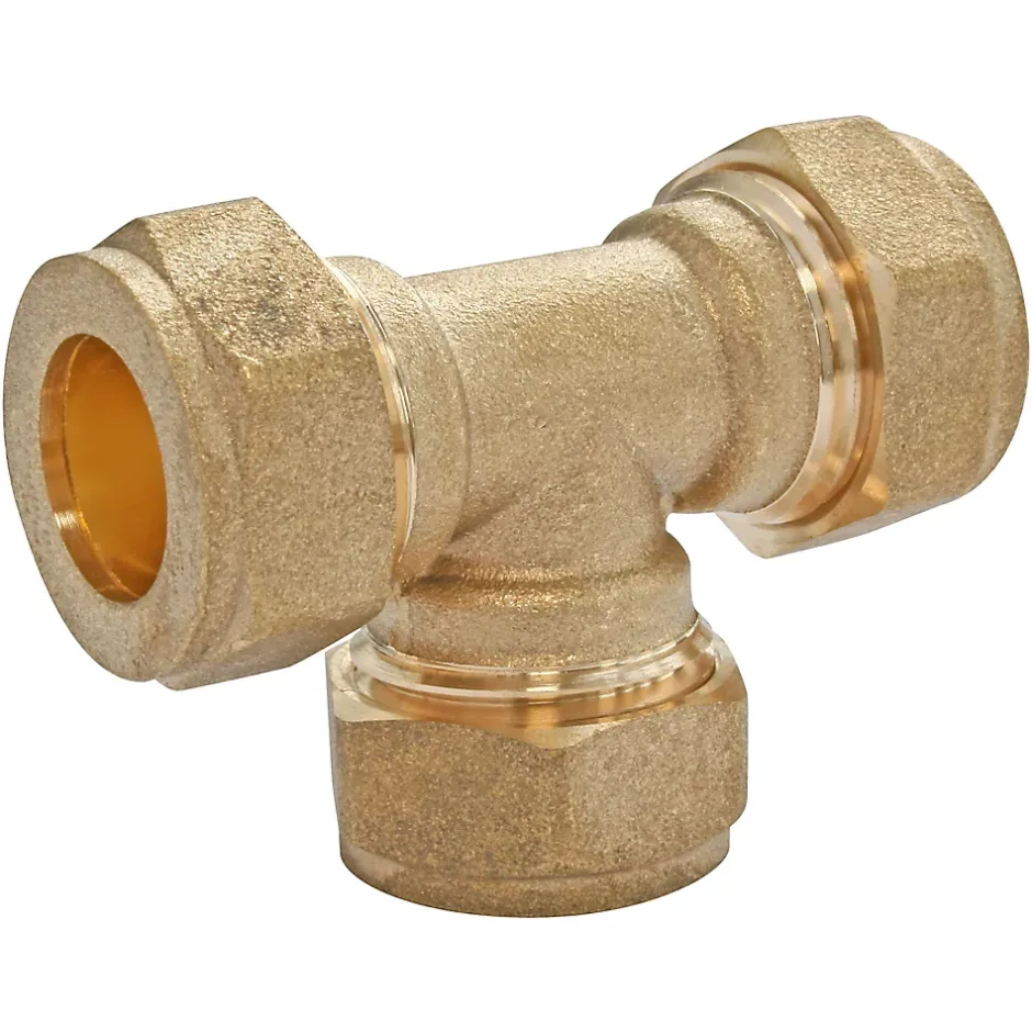 Té égal bicône à bague laiton pour tube cuivre Ø12-Somatherm for you