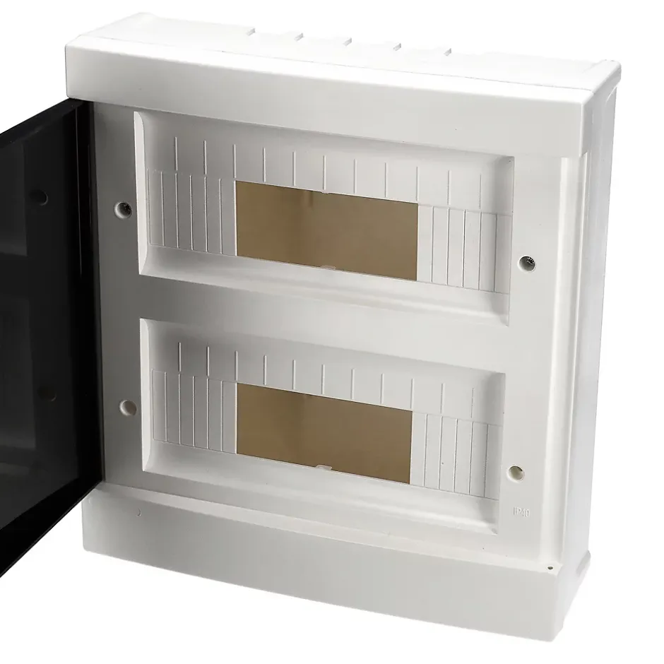 Tableau électrique apparent 24 modules 2x12 blanc fumé IP44 avec rail DIN 777848^Edo