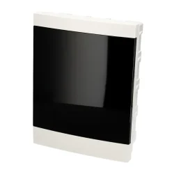 Tableau électrique encastré 16 modules 2x8 blanc fumé IP44 avec rail DIN 777845-Edo Best