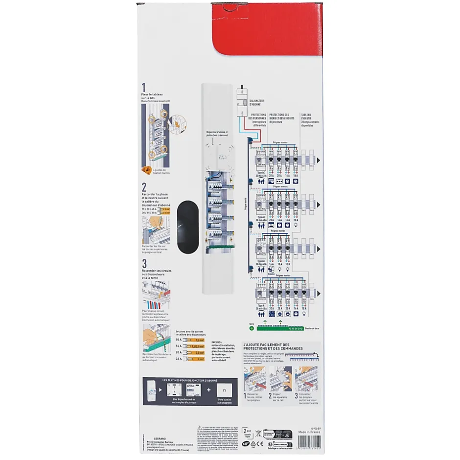 Tableau électrique pré-équipé et pré-câblé 4 rangées - 52 modules (20 inclus)^Legrand