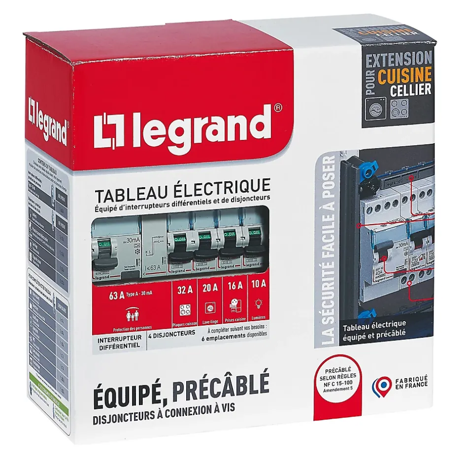 Tableau électrique pré-équipé et pré-câblé 1 rangée - 13 modules (5 inclus)^Legrand