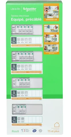 Tableau électrique pré-équipé et pré-câblé T5 + - 4 rangées - 52 modules (17 inclus) Resi9 XP-Schneider Electric Online