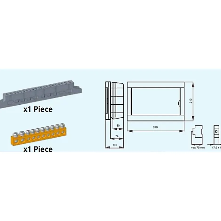 Tableau nu encastrable 12 modules porte opaque^Panasonic