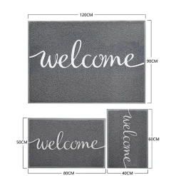 Tapis de Porte Paillasson Spaghetti, Welcome - Gris, 40 x 60 cm-Floordirekt Discount