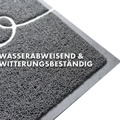 Tapis de Porte Paillasson Spaghetti, Welcome - Gris, 40 x 60 cm-Floordirekt Discount