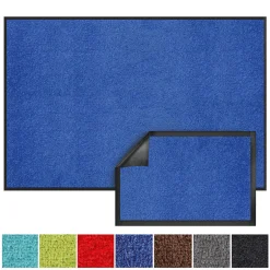 Tapis de Porte Paillasson d'entrée Monochrom Bleu 135 x 200 cm^Floordirekt Best