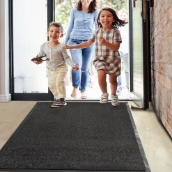 Tapis de Porte Paillasson d'entrée Monochrom Noir 200 x 200 cm^Floordirekt New