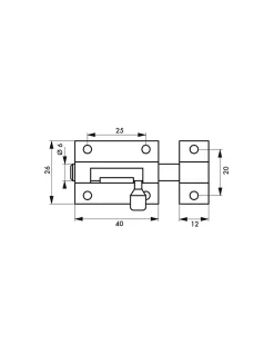 Targette, inox, pêne diamètre 6mm, 26x38mm -^Thirard Online