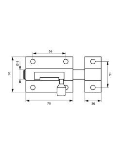 Targette, laiton, pêne diamètre 8mm, 70x30mm --Thirard Outlet