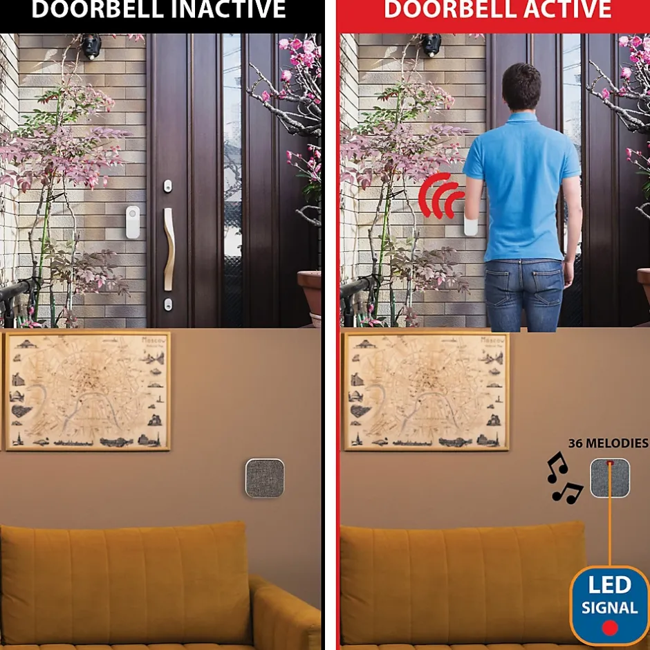 TAYLOR AC : Carillon sans fil avec prise, 150m, 36 mélodies. Blanc^Velamp Best