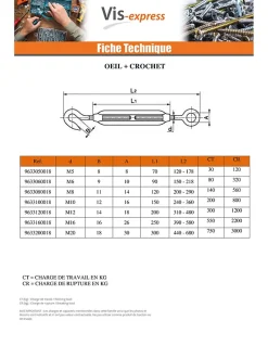 Tendeur crochet crochet M12X200 Inox A4 - 1 pièce^Vis Express Clearance