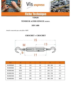 Tendeur crochet crochet 10X125 Acier zingué - 5 pièces^Vis Express Sale
