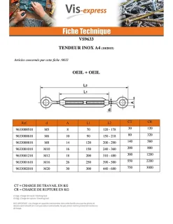 Tendeur oeil crochet M10X150 Oeil 12 Inox A4 - 1 pièce-Vis Express New