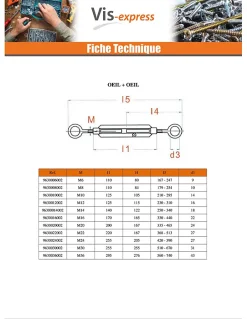 Tendeur oeil oeil 14X140 Oeil 18 Acier zingué - 5 pièces^Vis Express Outlet