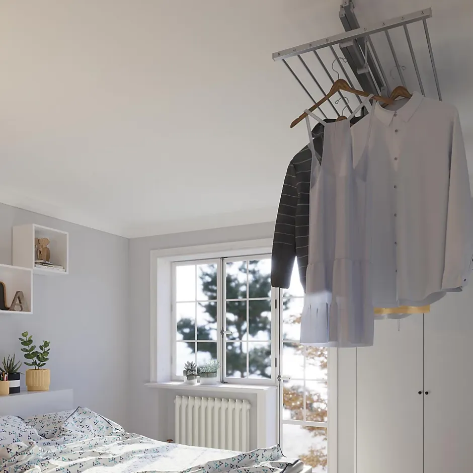 Étendoir plafond manuel 128x54x25cm alu Mini 120^Foxydry Best