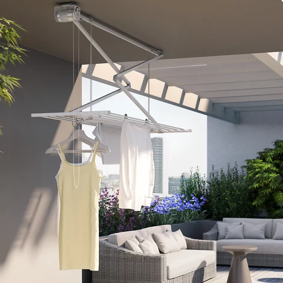 Étendoir plafond manuel 128x54x25cm alu Mini 120^Foxydry Best