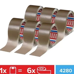 pack 4280 PP 04280-00040-00 Ruban adhésif d'emballage transparent 50 mm x 66 m, pack de 6^Tesa Online