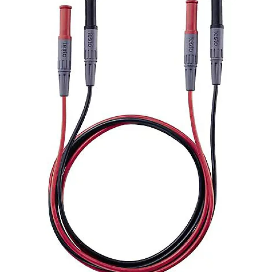 0590 0013 Set de cordons de mesure de sécurité, fiches droites mâle 4 mm, 1 m, noir/rouge-Testo Hot