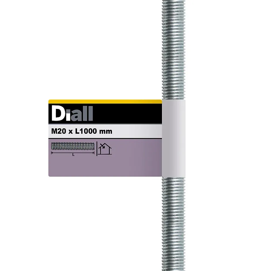 Tige filetée brillante zinguée diamètre 20 mm x 1 m^Diall