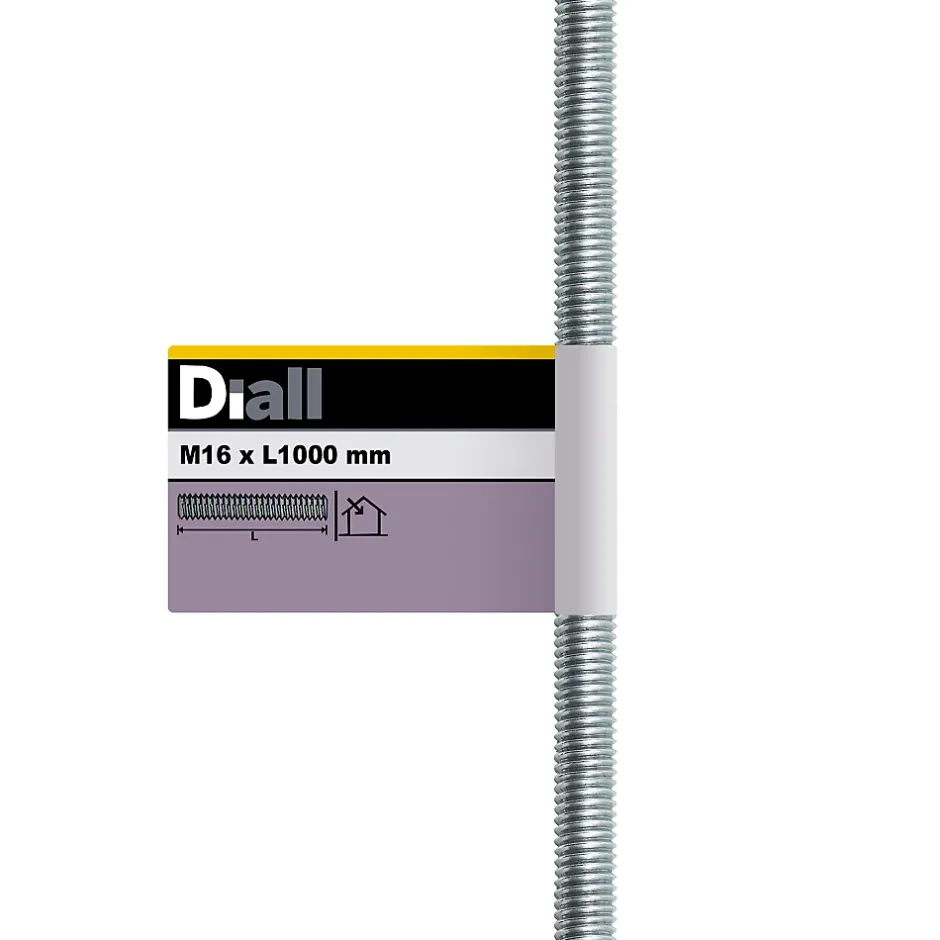 Tige filetée brillante zinguée diamètre 16 mm x 1 m-Diall Online