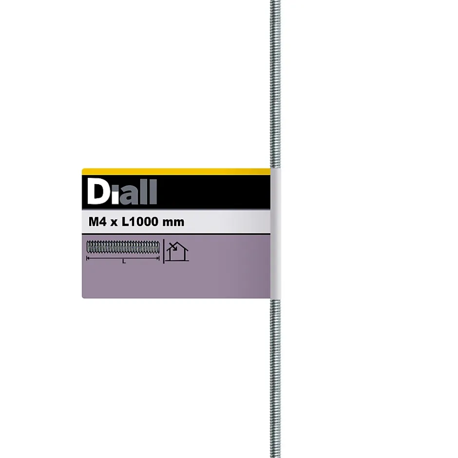 Tige filetée brillante zinguée diamètre 4 mm x 1 m^Diall Clearance