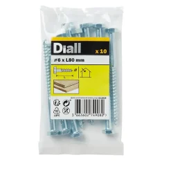 Tirefonds DIN 571 zingués 6x80 mm - 10 pièces-Diall Outlet