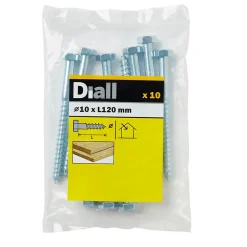 Tirefonds DIN 571 zingués 10x120 mm - 10 pièces-Diall