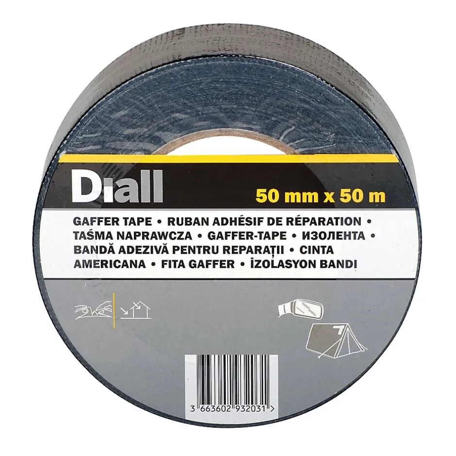 Toile de réparation noire, 50 mm x 50 m^Diall Clearance