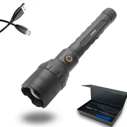 Torche Ultra Power 10000 Lumens LED COB Faisceau 300 m Aluminium Rechargeable 4 Modes Zoom^Fishtec Outlet