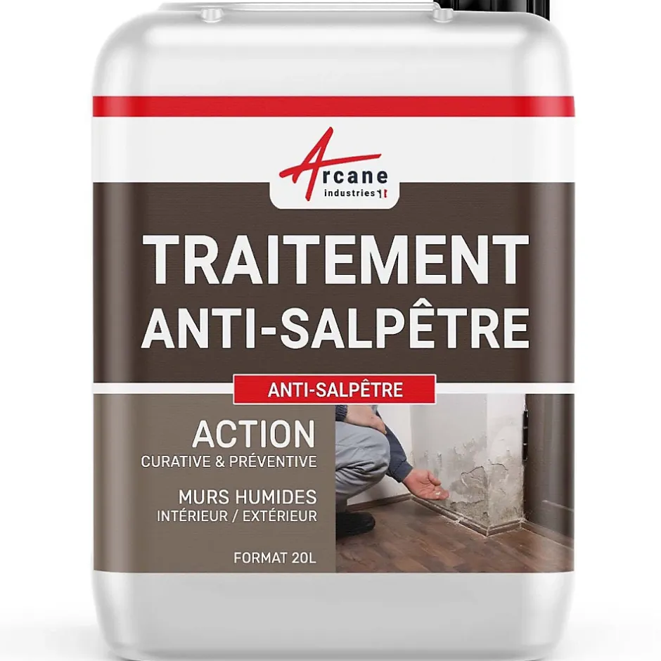 Traitement anti-salpêtre pour murs humide - ANTISALPÊTRE - 20 L (jusqu à 80m²) -^Arcane Industries