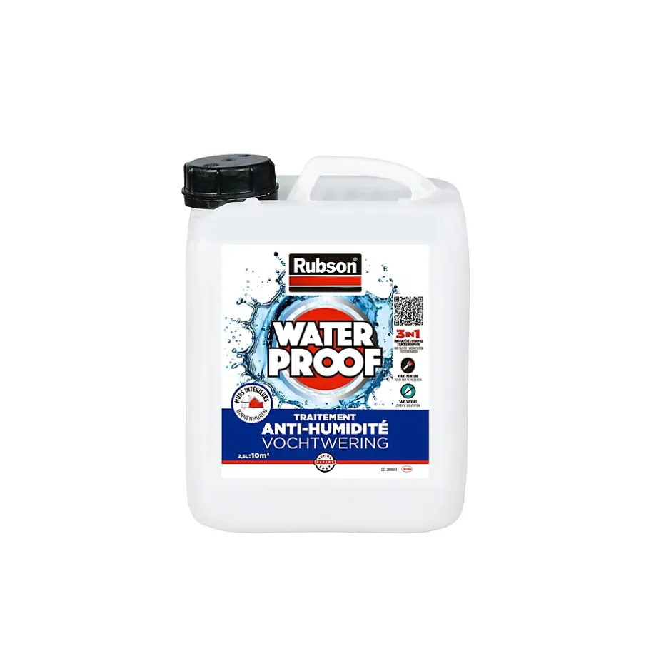 Traitement Murs Humides incolore bidon 2,5L-Rubson Discount