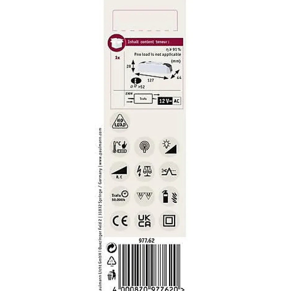 Transfo électronique Halogen+LED max. 0-50W 220-240/12V 50VA Blanc-Paulmann
