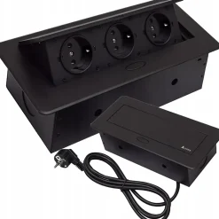 Triple Prise Encastrable pour plan de travail 22 x 10,8 x 6,5 cm-Importdistrib