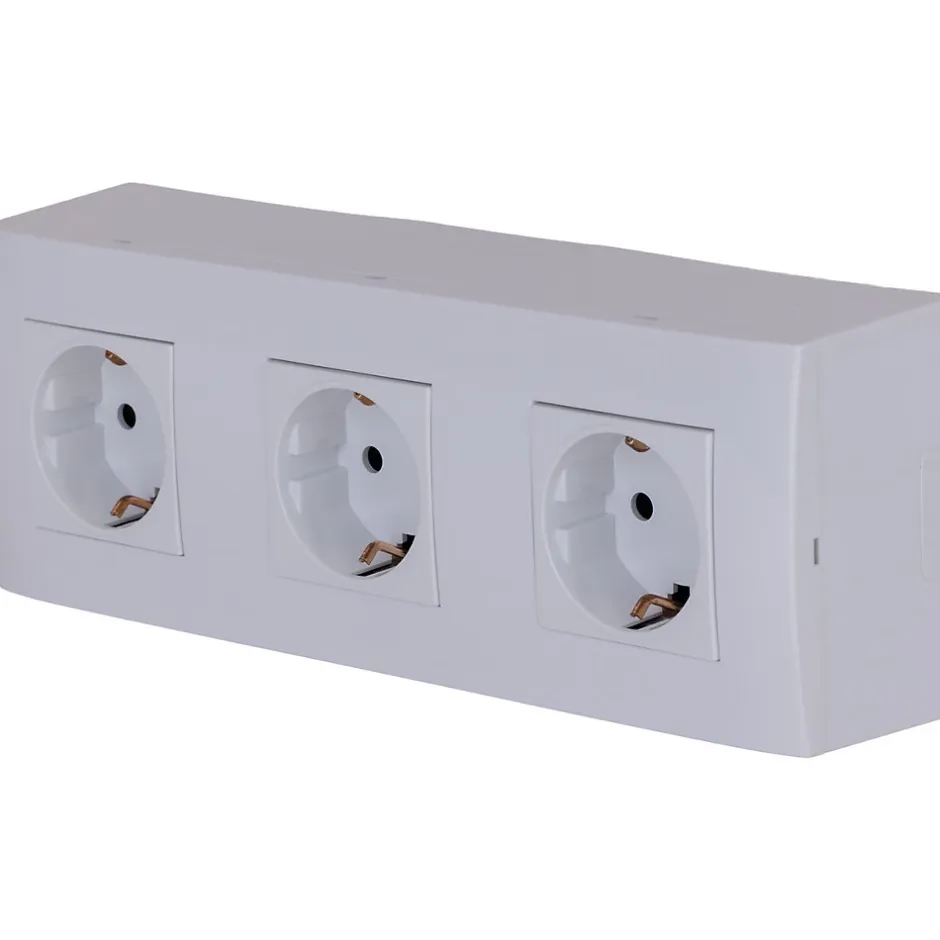 Triple prise Schuko + plaque Kalya blanc-Zenitech Sale