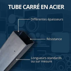 Tube carré acier 20x20 mm ep 2 mm, Longueur : 2 metres --Comment Fer Outlet