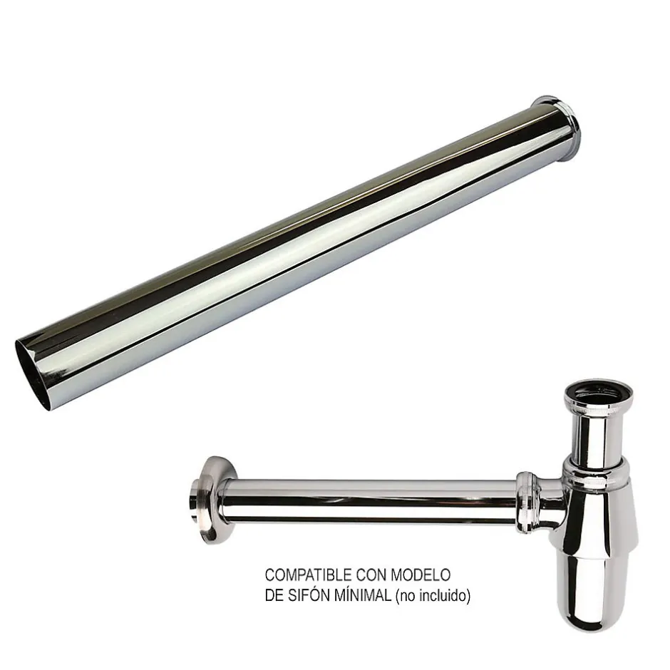 Tube d'extension de siphon de vidange rond avec une finition chromée brillante en laiton Kibath- Clearance