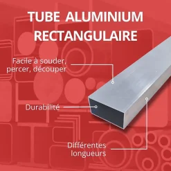 Tube rectangulaire alu 80x40 ep 3 mm, 3 metres --Comment Fer Discount