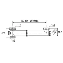 Tubulure pour évier 2 cuves sans siphon en PVC avec prise mixte - - 00 775100 001 00-Valentin