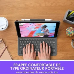 Étui Clavier Bluetooth Slim Folio iPad 10.2 AZERTY Gris^Logitech Outlet
