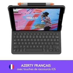 Étui Clavier Bluetooth Slim Folio iPad 10.2 AZERTY Gris^Logitech Outlet