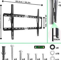 TVB777 Support TV mural pour écran de 33 à 60 pouces Inclinable Charge max 40 kg VESA 100 600 Télé LED LCD OLED^Duronic Online