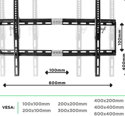 TVB777 Support TV mural pour écran de 33 à 60 pouces Inclinable Charge max 40 kg VESA 100 600 Télé LED LCD OLED^Duronic Online